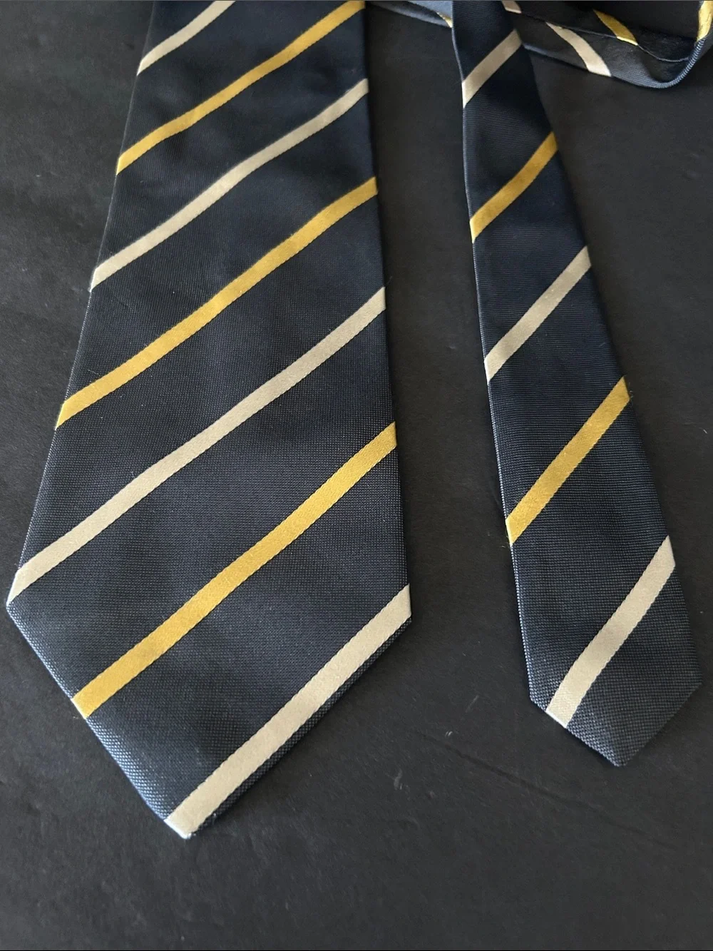 Ermenegildo Zegna Black Tie with Yellow and Cream Stripes